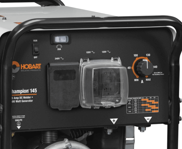 Hobart Champion 145 DC Welder #500563  4500 Watt AC Generator dashboard closeup